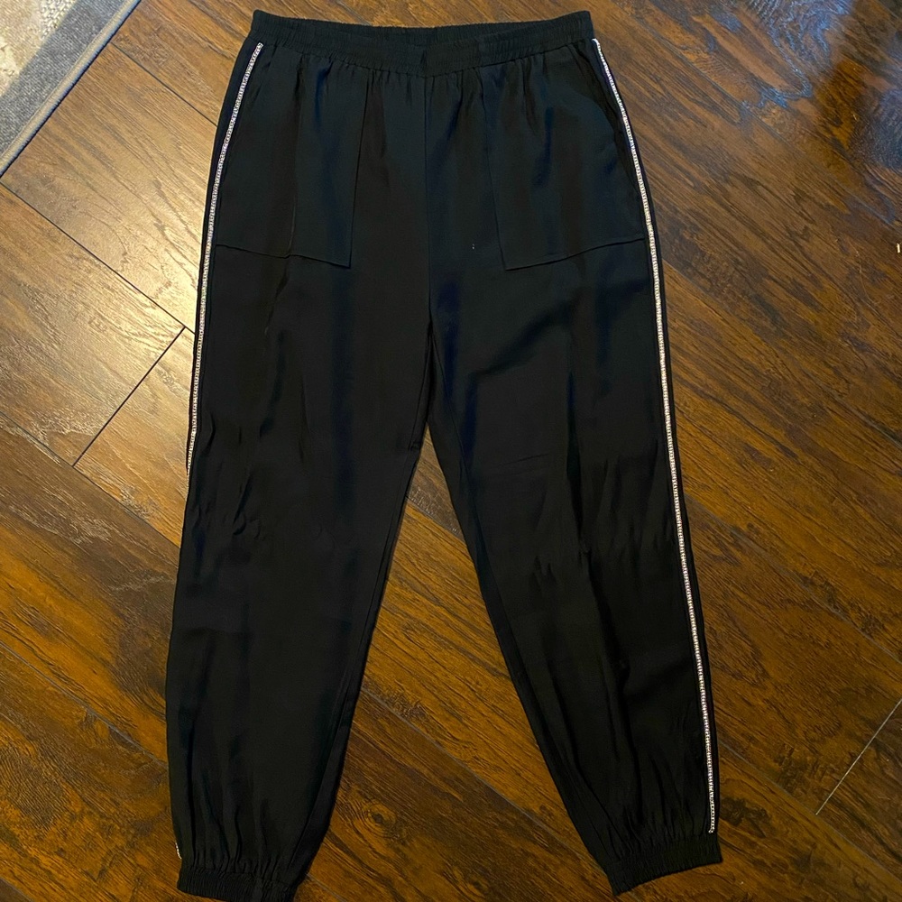 Black rhinestone joggers